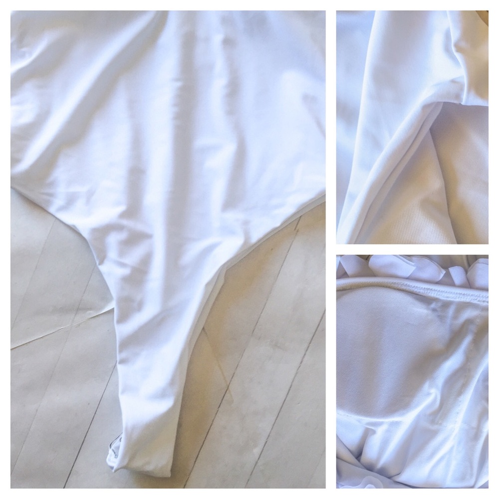 White One Shoulder Ruffle Swimsuit - Picture 5 of 8